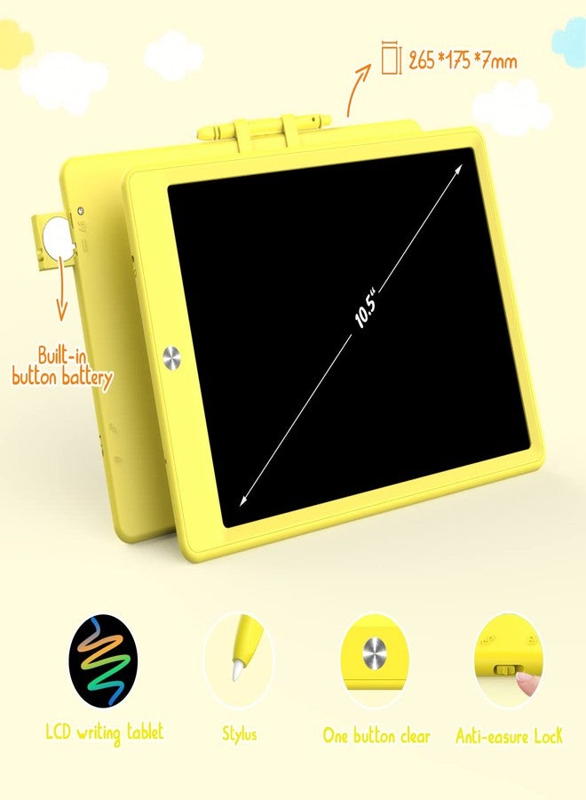 لوحة الكتابة الإلكترونية BUKEBU LCD، لوحة رسم ملونة مقاس 10.5 بوصة، لوحة رسم إلكترونية، لوحات رسم، هدايا سفر للأطفال من سن 3 إلى 8 سنوات (أصفر) - Image 2